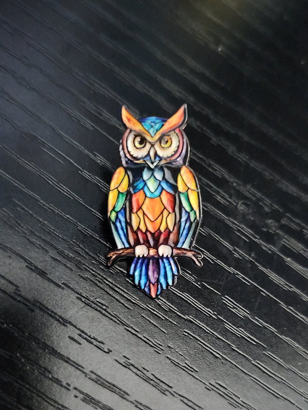 Colorful Owl Enamel Pin - Multicolor Bird Accessory